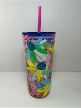 Starbucks Spring 2023 Flowers Pink  Glass Tumbler 18 oz